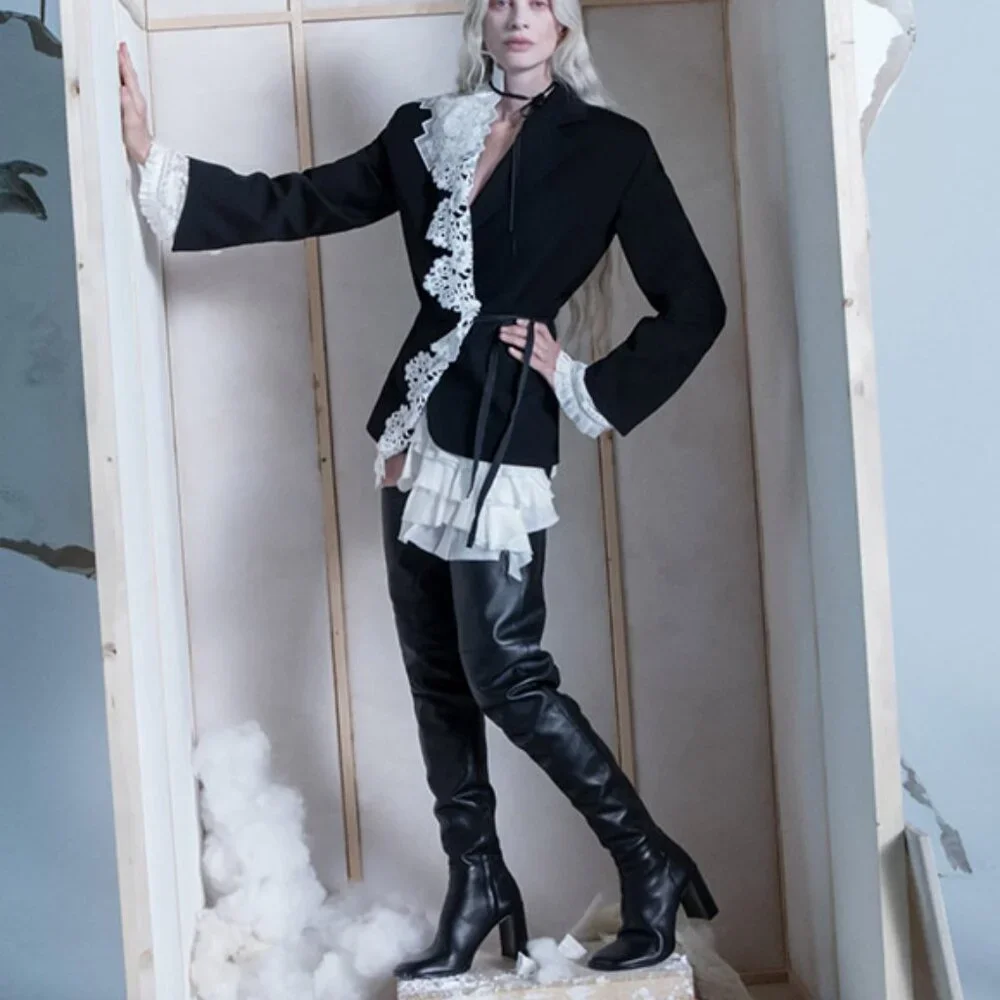 Zara Atelier Limited Edition Thigh High Leather Heeled Boots - Picture 4 of 8